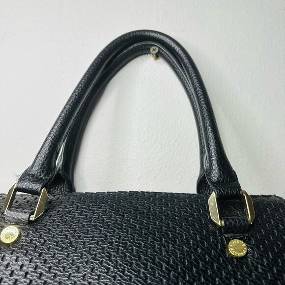 STEVE MADDEN Women's Black Embossed Faux Leather Gold Accent Handbag Purse - Picture 10 of 12
